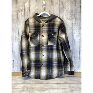 NXP Northern Expedition Plaid Hooded Shacket Men's Large Blue Brown NWT